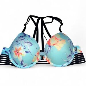 PINK VS Tropical Front Closure Strappy Push Up Bra 36B